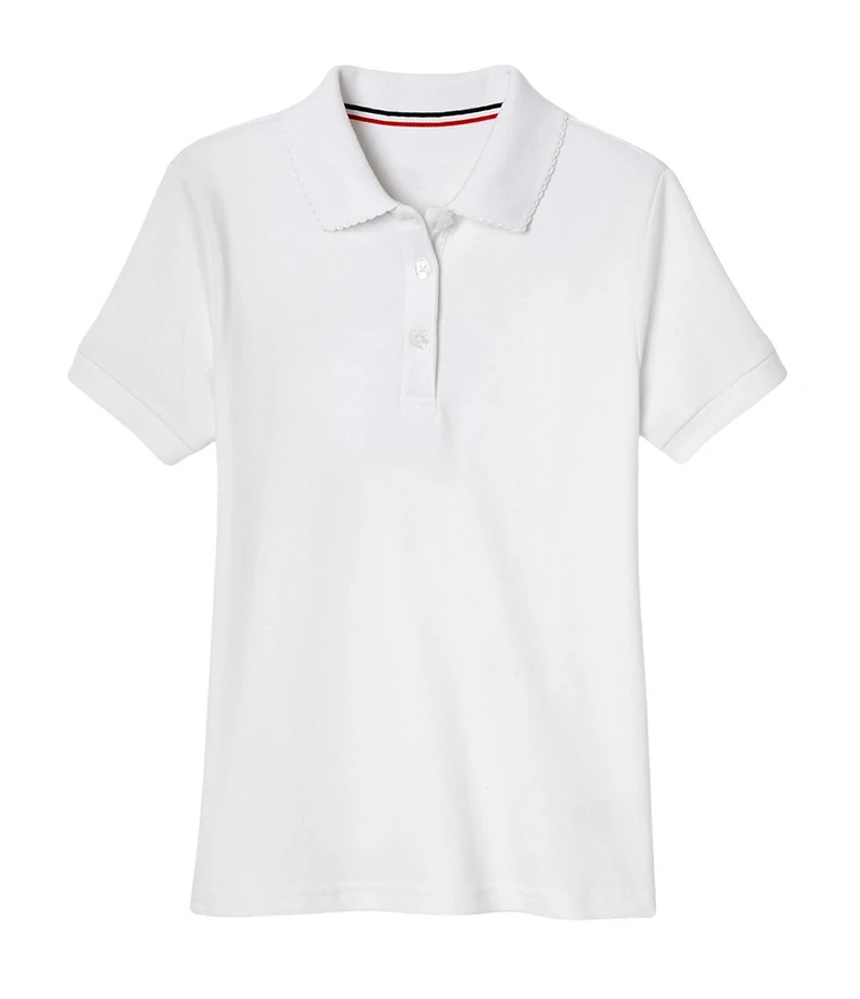 Girls short sleeve picot collar polo school uniform shirt