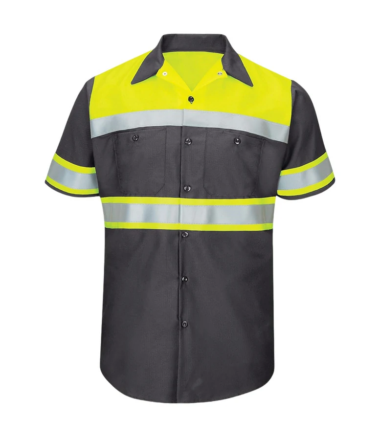 Men's High Visibility Short Sleeve Colour Clash Work Shirt