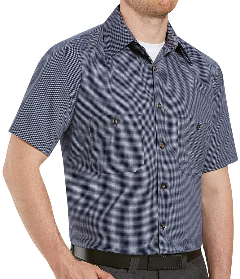 Men's Micro Plaid Uniform Shirt